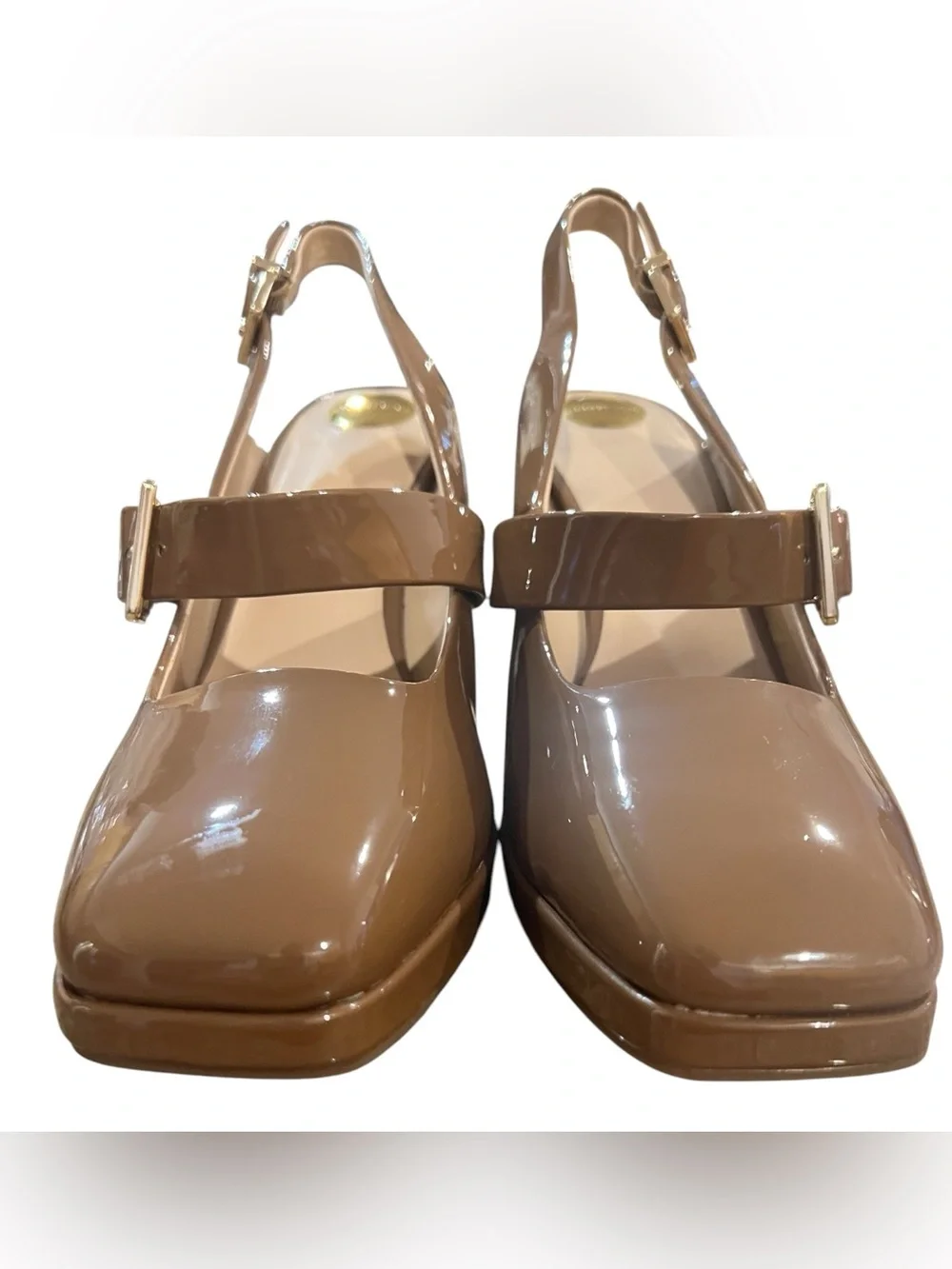 Gianni Bini Sonata Patent Mary Jane Platform Pumps Sweet Caramel Size 9M NWT